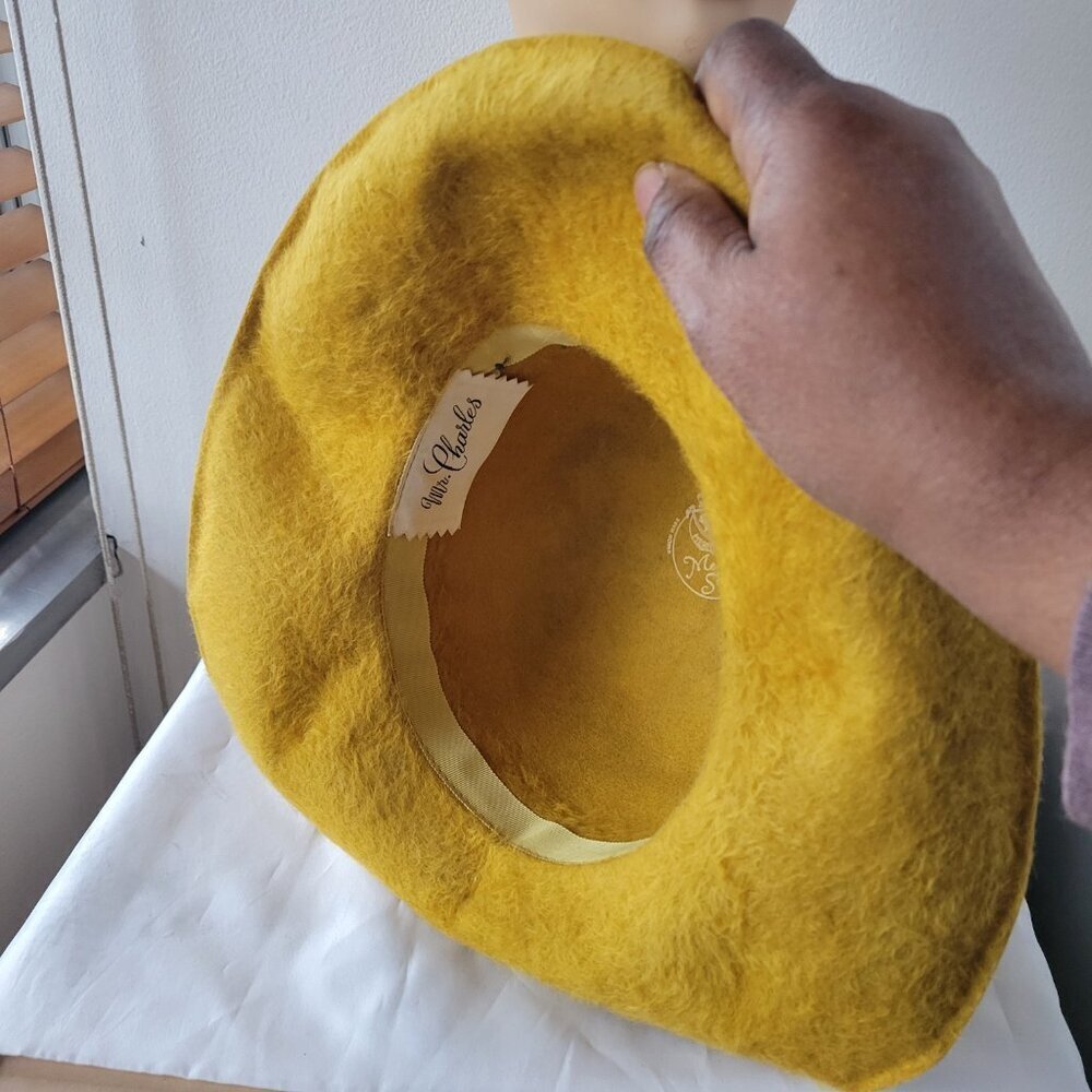 Mr. Charles Mustard Yellow Felt Fuzzy Exclusive Coronet Women's Country Fedora - Picture 3 of 14